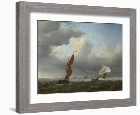 A Dutch Ship and Other Small Vessels in a Strong Breeze, 1658-Willem Van De Velde The Younger-Framed Giclee Print