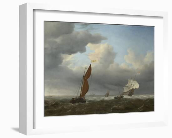 A Dutch Ship and Other Small Vessels in a Strong Breeze, 1658-Willem Van De Velde The Younger-Framed Giclee Print