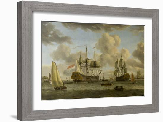 A Dutch Shipping Scene with Vessels in the Mouth of the River Ij-Abraham Storck-Framed Giclee Print