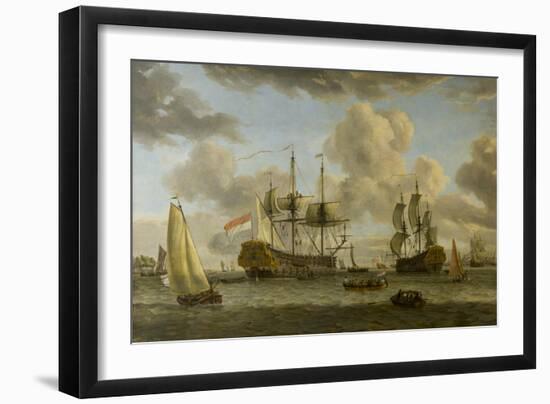 A Dutch Shipping Scene with Vessels in the Mouth of the River Ij-Abraham Storck-Framed Giclee Print