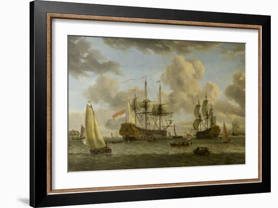 A Dutch Shipping Scene with Vessels in the Mouth of the River Ij-Abraham Storck-Framed Giclee Print