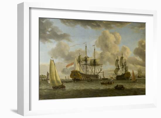 A Dutch Shipping Scene with Vessels in the Mouth of the River Ij-Abraham Storck-Framed Giclee Print