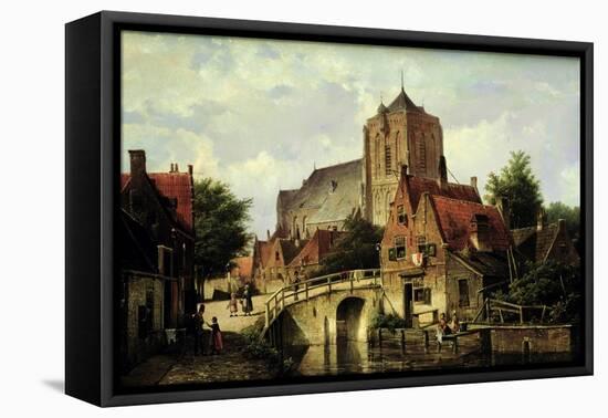 A Dutch Town with a Church-Willem Koekkoek-Framed Premier Image Canvas