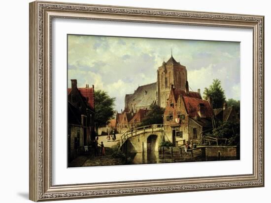 A Dutch Town with a Church-Willem Koekkoek-Framed Giclee Print