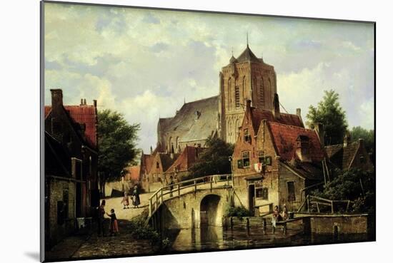 A Dutch Town with a Church-Willem Koekkoek-Mounted Giclee Print