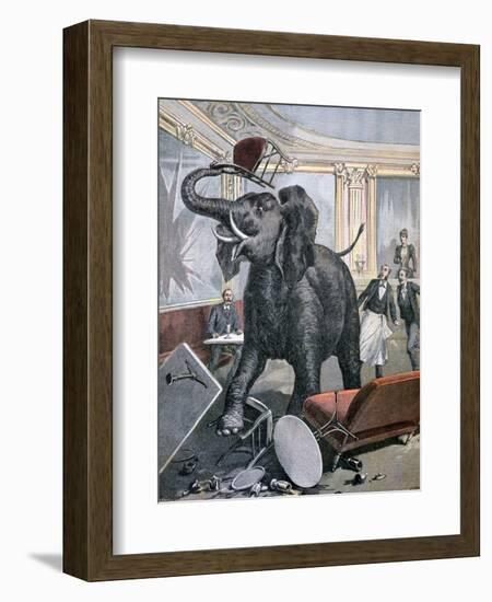 A Elephant in the Pre-Catalan Café, Toulouse, France, 1891-null-Framed Giclee Print