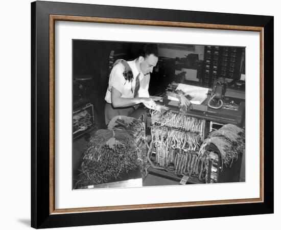 A Engineer Works on a IBM Computer Used to Administer Gl Insurance Dividend for Millions of Vets-null-Framed Photo