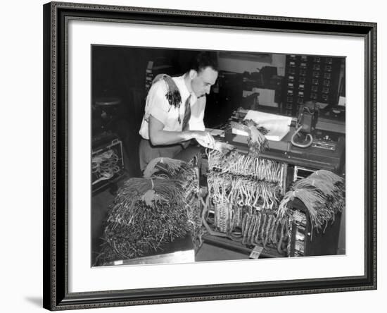 A Engineer Works on a IBM Computer Used to Administer Gl Insurance Dividend for Millions of Vets-null-Framed Photo