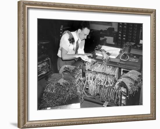 A Engineer Works on a IBM Computer Used to Administer Gl Insurance Dividend for Millions of Vets-null-Framed Photo