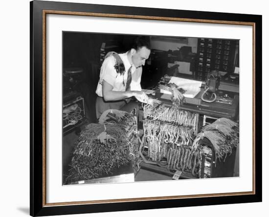 A Engineer Works on a IBM Computer Used to Administer Gl Insurance Dividend for Millions of Vets--Framed Photo