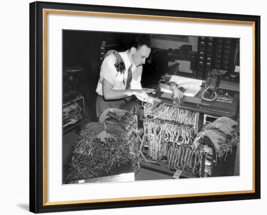 A Engineer Works on a IBM Computer Used to Administer Gl Insurance Dividend for Millions of Vets-null-Framed Photo