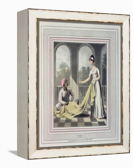 A European Lady Giving Instructions to Her Durzee, or Native Tailor-Charles D'oyly-Framed Premier Image Canvas