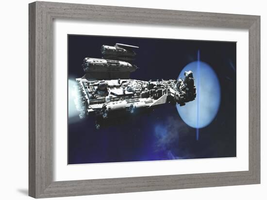 A Exploratory Spaceship from Earth Comes to Investigate the Planet of Neptune-null-Framed Premium Giclee Print