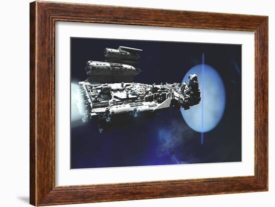 A Exploratory Spaceship from Earth Comes to Investigate the Planet of Neptune-null-Framed Premium Giclee Print