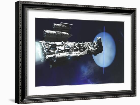 A Exploratory Spaceship from Earth Comes to Investigate the Planet of Neptune-null-Framed Premium Giclee Print