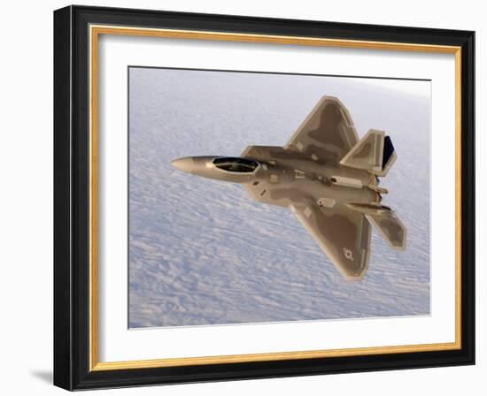 A F-22A Raptor Aggressively Banks-Stocktrek Images-Framed Photographic Print