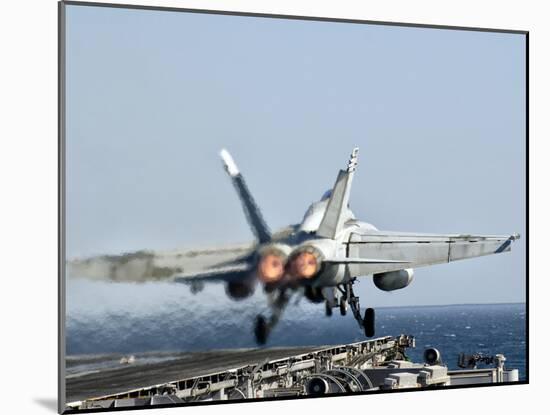 A F/A-18F Super Hornet Launches from the Flight Deck of Aircraft Carrier USS Nimitz-Stocktrek Images-Mounted Photographic Print