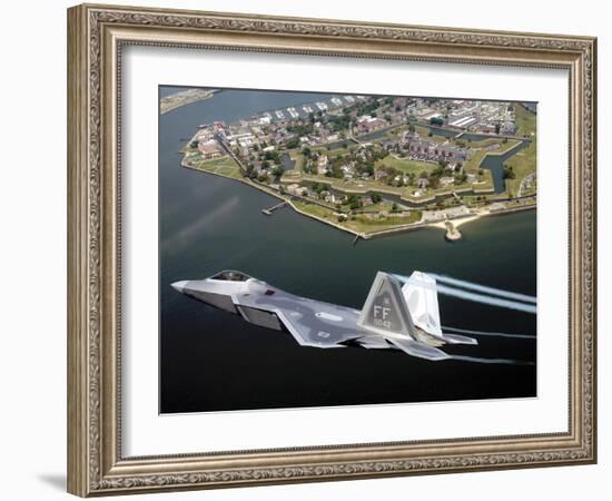 A F/A 22 Raptor Flies Over Fort Monroe-Stocktrek Images-Framed Photographic Print