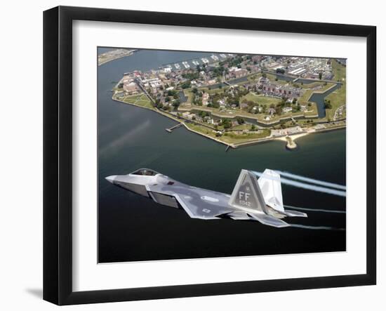 A F/A 22 Raptor Flies Over Fort Monroe-Stocktrek Images-Framed Photographic Print