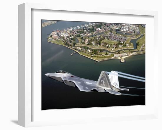 A F/A 22 Raptor Flies Over Fort Monroe-Stocktrek Images-Framed Photographic Print