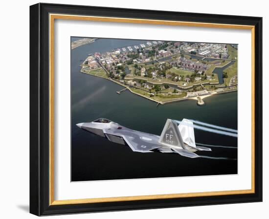 A F/A 22 Raptor Flies Over Fort Monroe-Stocktrek Images-Framed Photographic Print