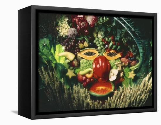 A Face Made from Vegetables and Fruit-jovandenberg-Framed Premier Image Canvas