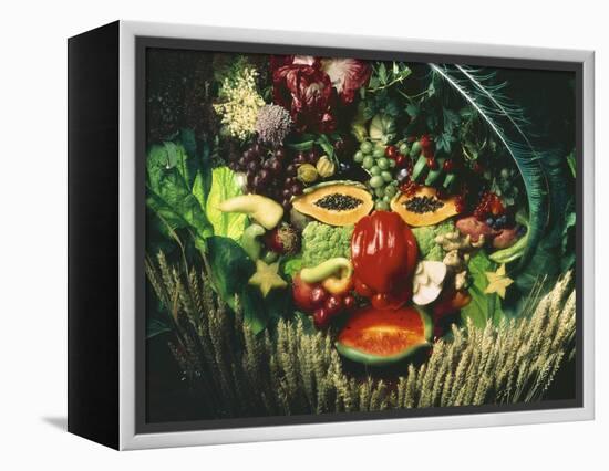 A Face Made from Vegetables and Fruit-jovandenberg-Framed Premier Image Canvas