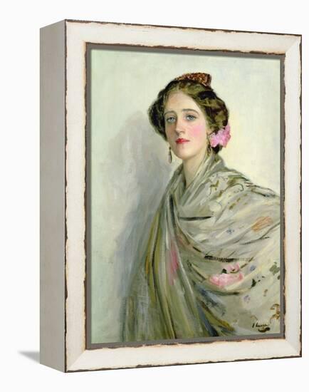 'A Fair Spaniard', Portrait of Mrs Chowne (Oil on Canvas)-John Lavery-Framed Premier Image Canvas