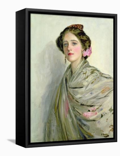 'A Fair Spaniard', Portrait of Mrs Chowne (Oil on Canvas)-John Lavery-Framed Premier Image Canvas