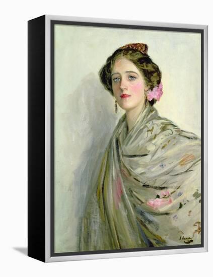 'A Fair Spaniard', Portrait of Mrs Chowne (Oil on Canvas)-John Lavery-Framed Premier Image Canvas