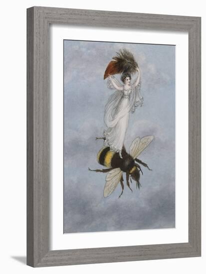 A Fairy Carrying a Feather Standing on a Bee-Amelia Jane Murray-Framed Giclee Print