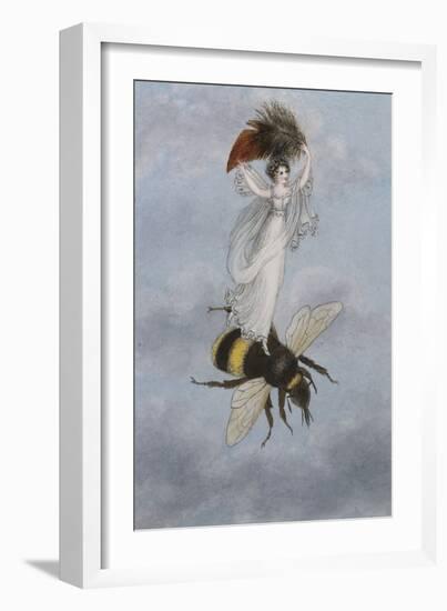 A Fairy Carrying a Feather Standing on a Bee-Amelia Jane Murray-Framed Giclee Print