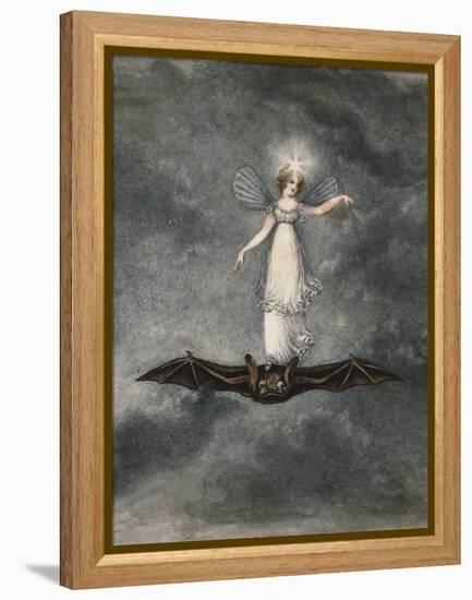 A Fairy Holding a Wand Standing on a Bat-Amelia Jane Murray-Framed Premier Image Canvas