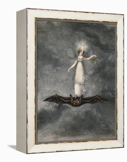 A Fairy Holding a Wand Standing on a Bat-Amelia Jane Murray-Framed Premier Image Canvas