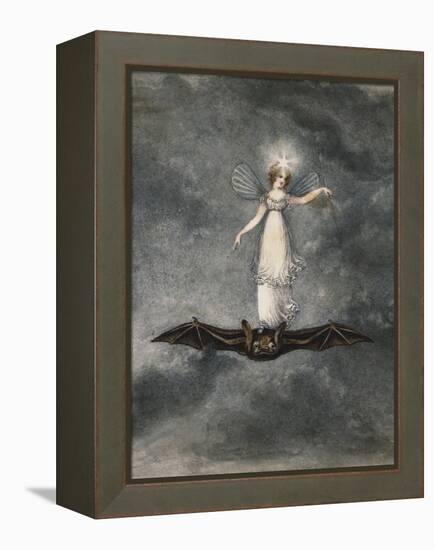 A Fairy Holding a Wand Standing on a Bat-Amelia Jane Murray-Framed Premier Image Canvas