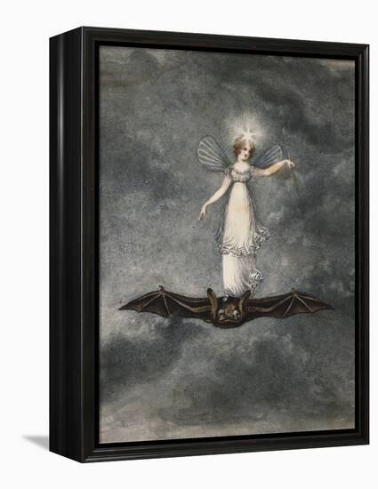 A Fairy Holding a Wand Standing on a Bat-Amelia Jane Murray-Framed Premier Image Canvas