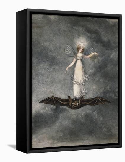 A Fairy Holding a Wand Standing on a Bat-Amelia Jane Murray-Framed Premier Image Canvas