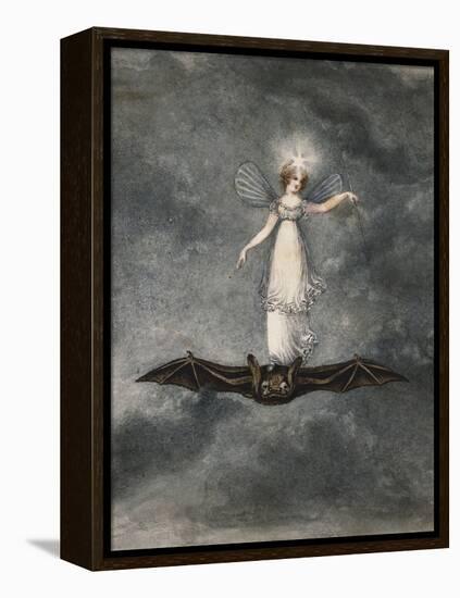 A Fairy Holding a Wand Standing on a Bat-Amelia Jane Murray-Framed Premier Image Canvas