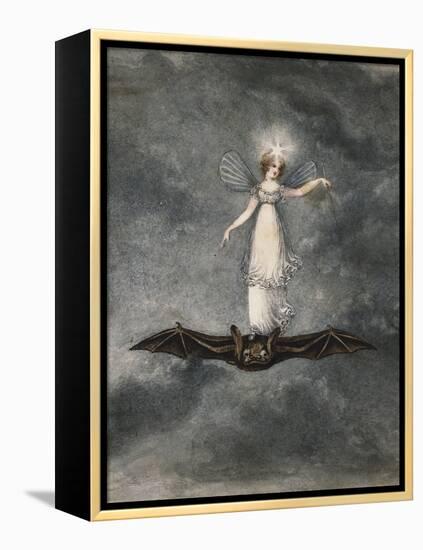 A Fairy Holding a Wand Standing on a Bat-Amelia Jane Murray-Framed Premier Image Canvas