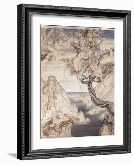 A Fairy Song, Drawn for Act II, Scene II, from 'A Midsummer Night's Dream'-Arthur Rackham-Framed Giclee Print