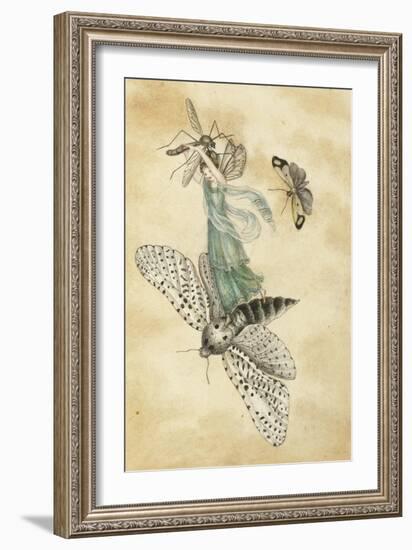 A Fairy Standing on a Moth While Being Chased by a Butterfly-Amelia Jane Murray-Framed Giclee Print