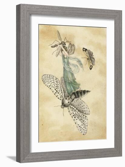 A Fairy Standing on a Moth While Being Chased by a Butterfly-Amelia Jane Murray-Framed Giclee Print