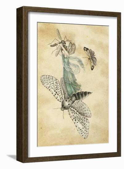 A Fairy Standing on a Moth While Being Chased by a Butterfly-Amelia Jane Murray-Framed Giclee Print