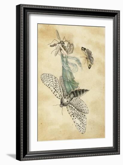 A Fairy Standing on a Moth While Being Chased by a Butterfly-Amelia Jane Murray-Framed Giclee Print