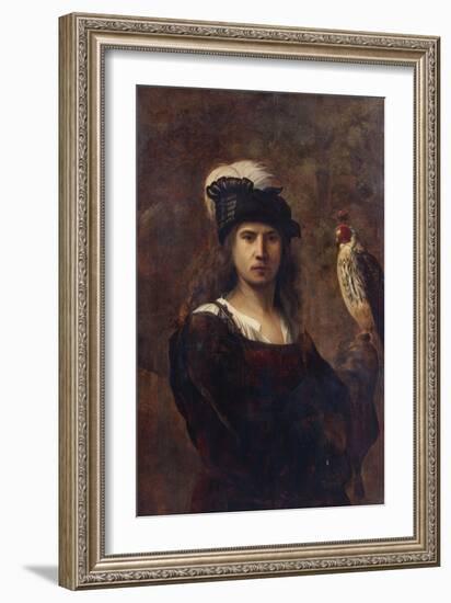 A Falconer, Standing Half Length, in a Feathered Hat-Rembrandt van Rijn-Framed Giclee Print