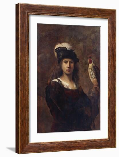 A Falconer, Standing Half Length, in a Feathered Hat-Rembrandt van Rijn-Framed Giclee Print