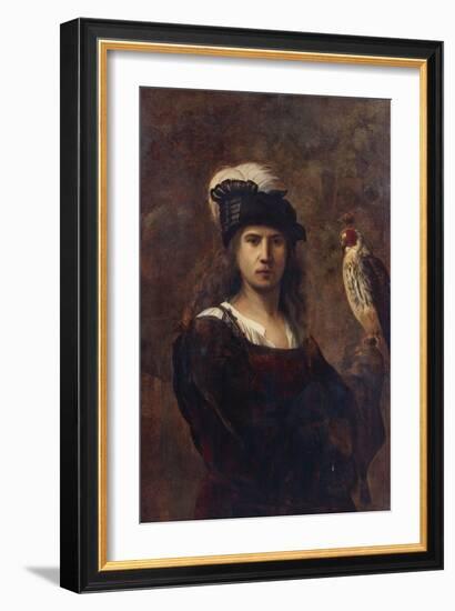 A Falconer, Standing Half Length, in a Feathered Hat-Rembrandt van Rijn-Framed Giclee Print