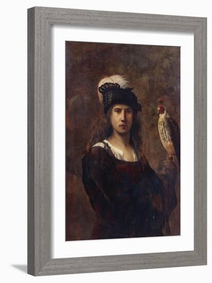 A Falconer, Standing Half Length, in a Feathered Hat-null-Framed Giclee Print