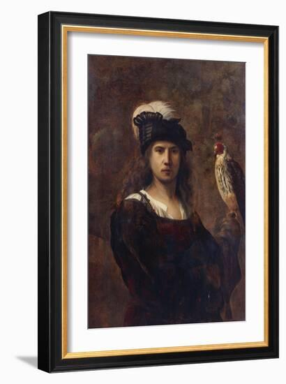 A Falconer, Standing Half Length, in a Feathered Hat-null-Framed Giclee Print