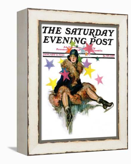 "A Fall from Skates," Saturday Evening Post Cover, January 11, 1930-John LaGatta-Framed Premier Image Canvas